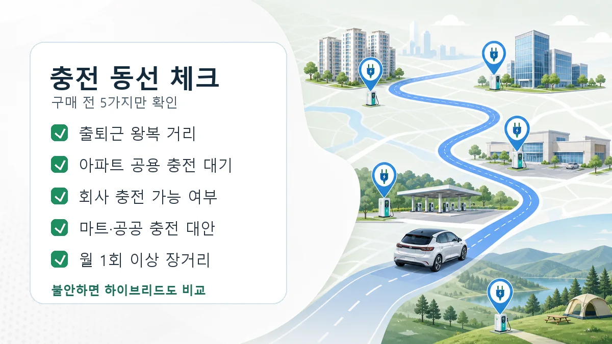 전기차 구매 전 충전 동선을 확인하는 체크리스트 이미지
