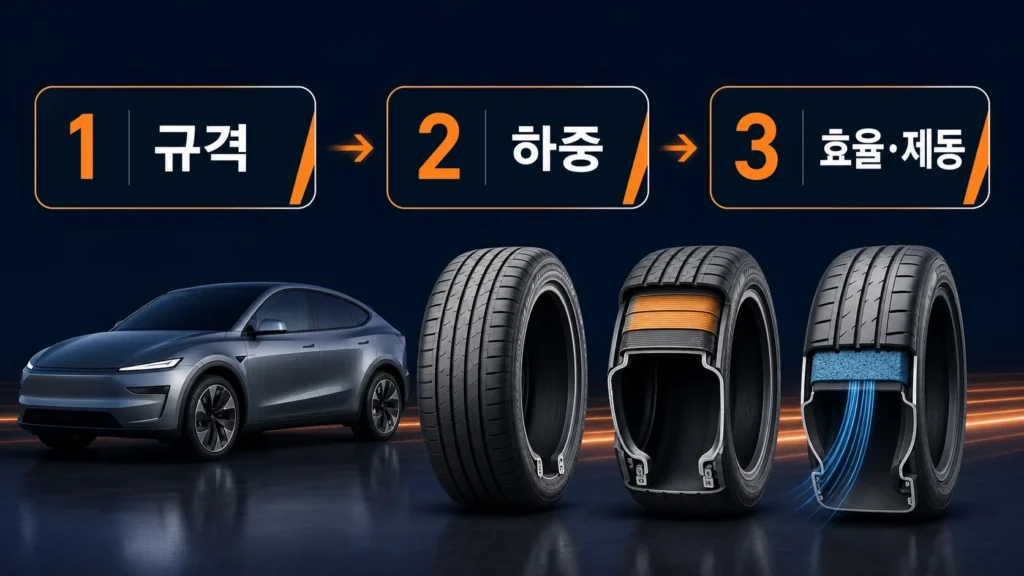 전기차 타이어를 규격과 하중지수부터 확인하고 효율 및 젖은노면 제동 등급을 비교하는 순서